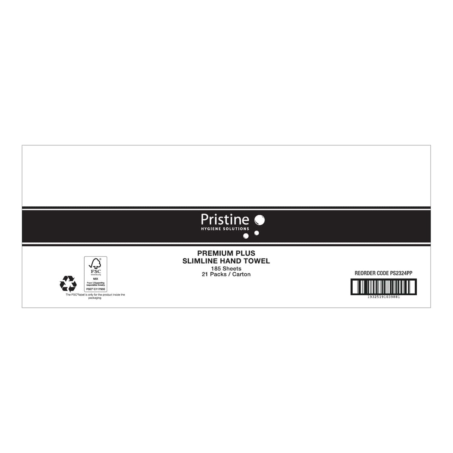 Pristine Cleaning & Washroom Supplies Carton of 21 Pristine Premium Plus Slimline Hand Towel