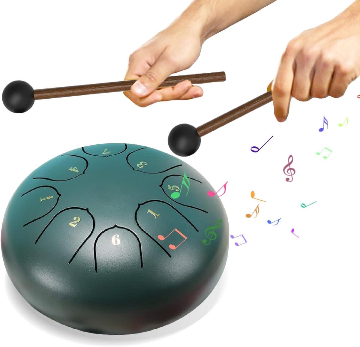 Rain drum - outdoor rain drum - rain drum for the garden - rain drum for outside in the garden - chakra drum for outdoor rain - drum - musical instruments - 6 inch rain drum - with 8 tones - green - 16*9 cm