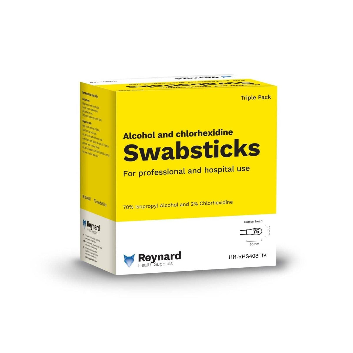 Reynard™ 2% Chlorhexidine & Alcohol Cotton Swabsticks