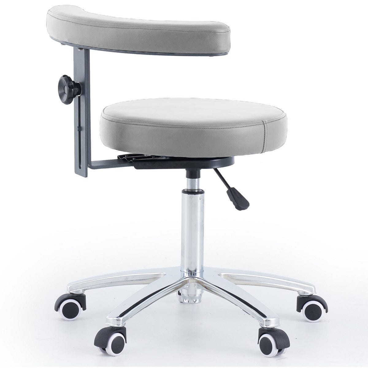 Round Stool With Armrest - Grey