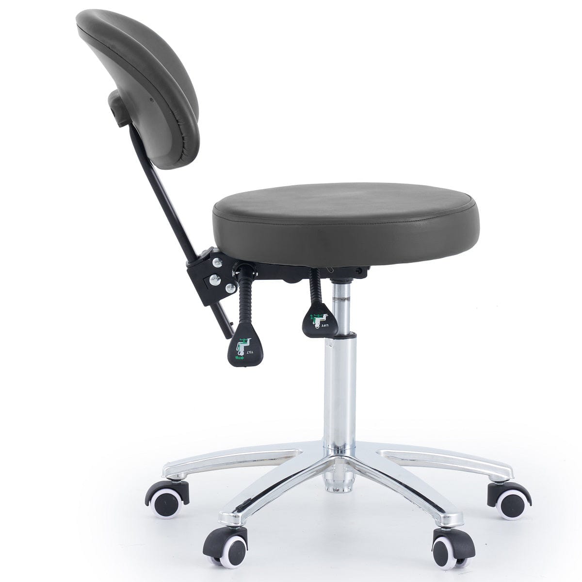Round Stool With Backrest - Black
