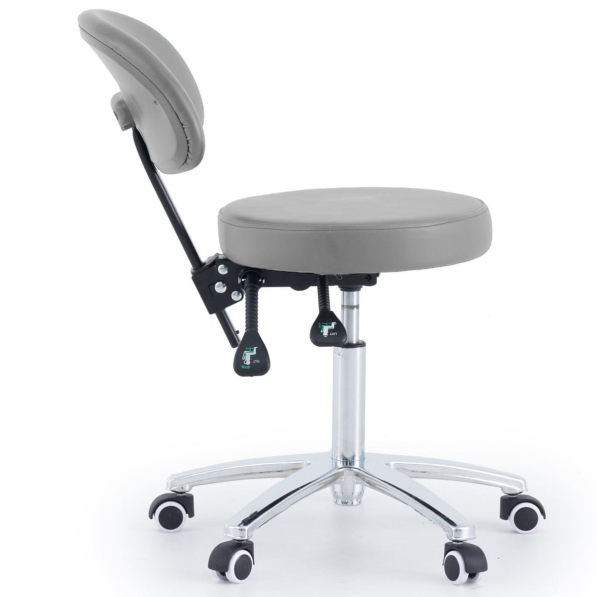 Round Stool With Backrest - Grey