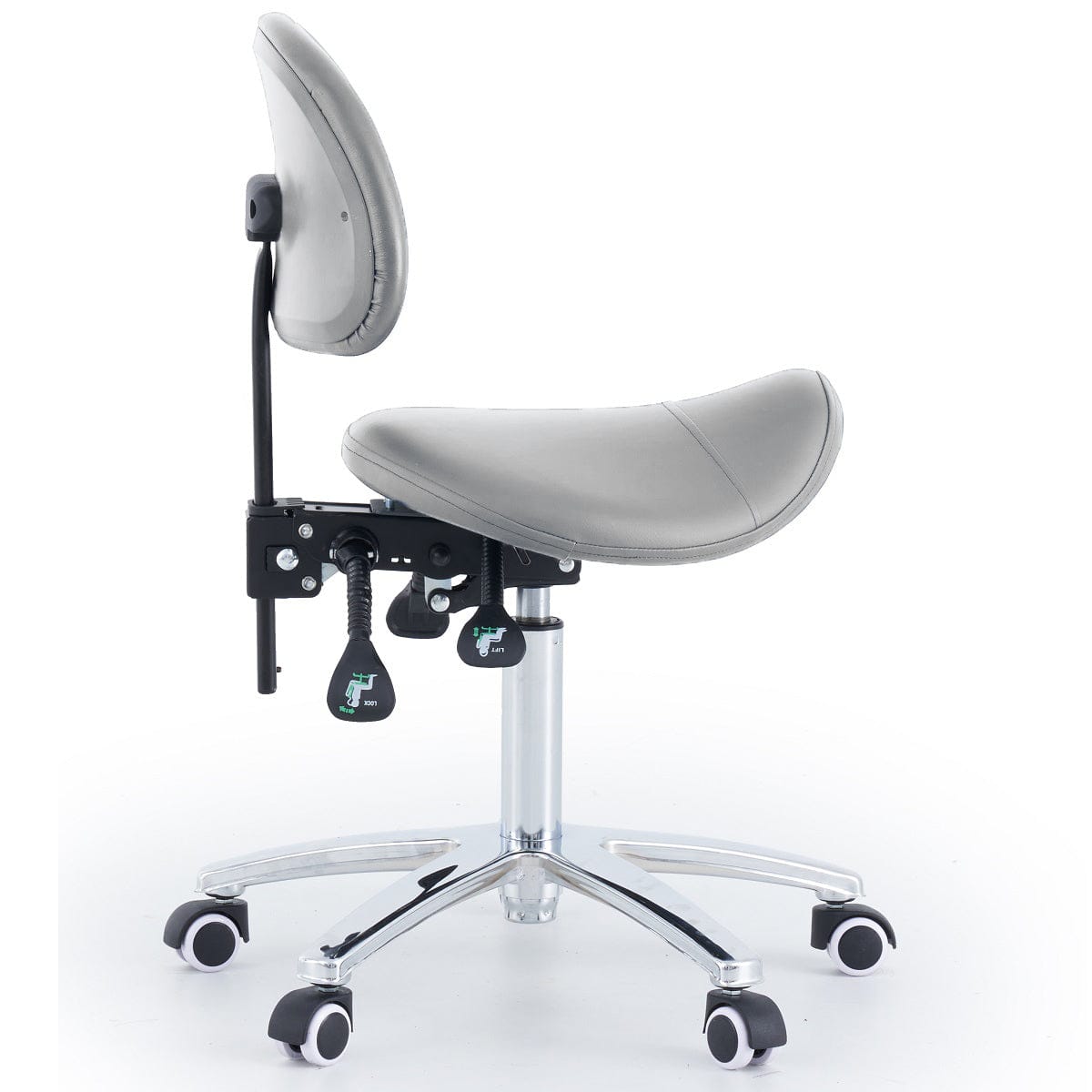 Saddle Stool With Backrest - Grey
