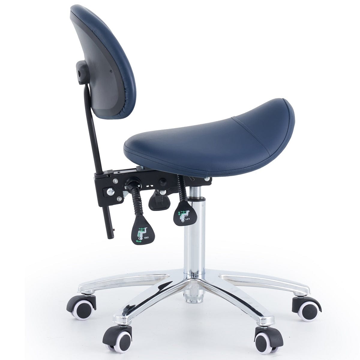 Saddle Stool With Backrest - Navy Blue