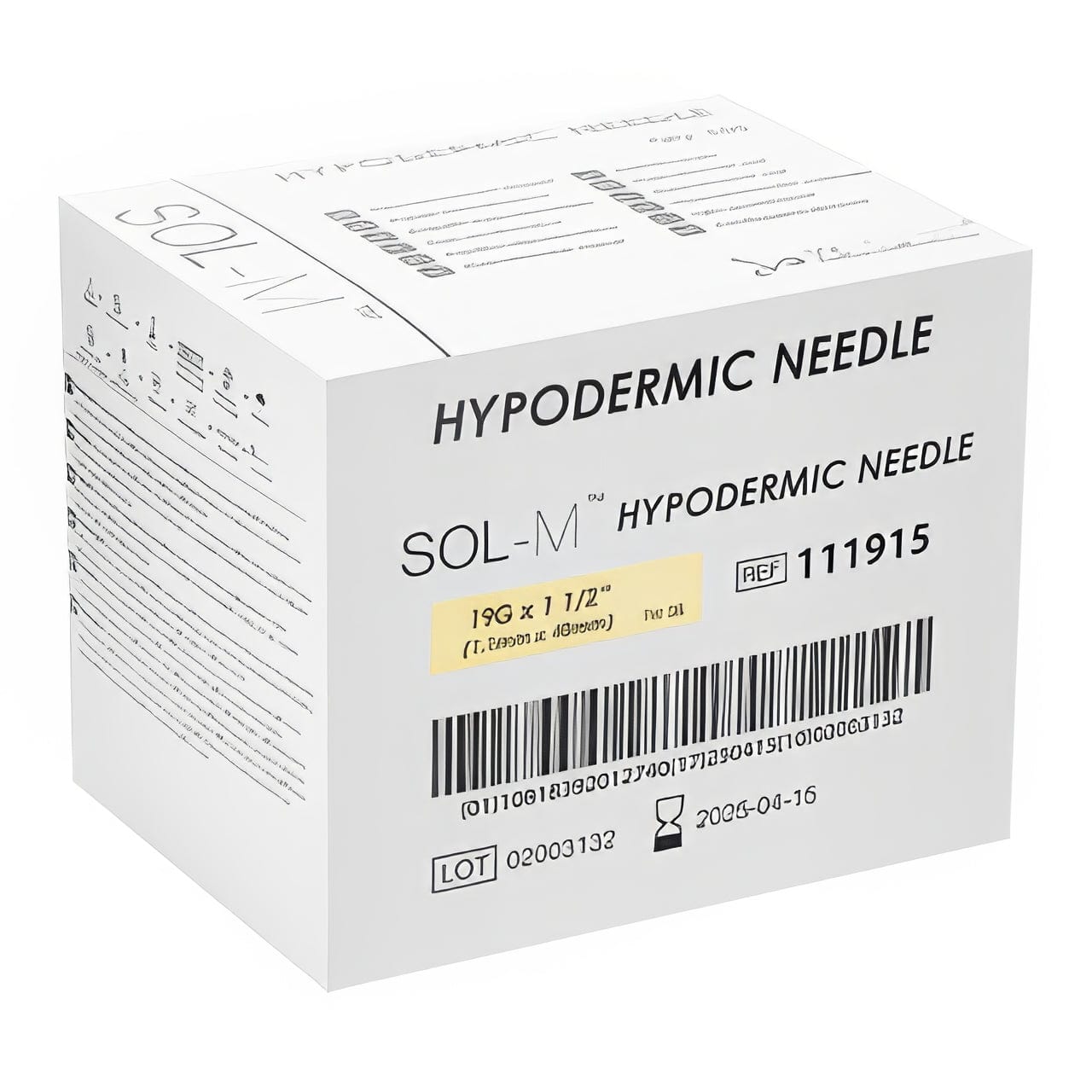 Sol-Millennium Hypodermic Needles Sol-M Hypodermic Needle 19G 38mm