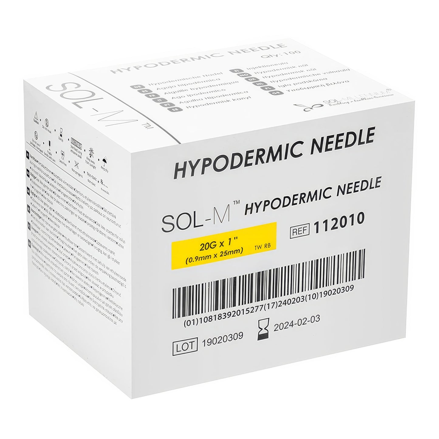 Sol-Millennium Hypodermic Needles Sol-M Hypodermic Needle 20G 25mm