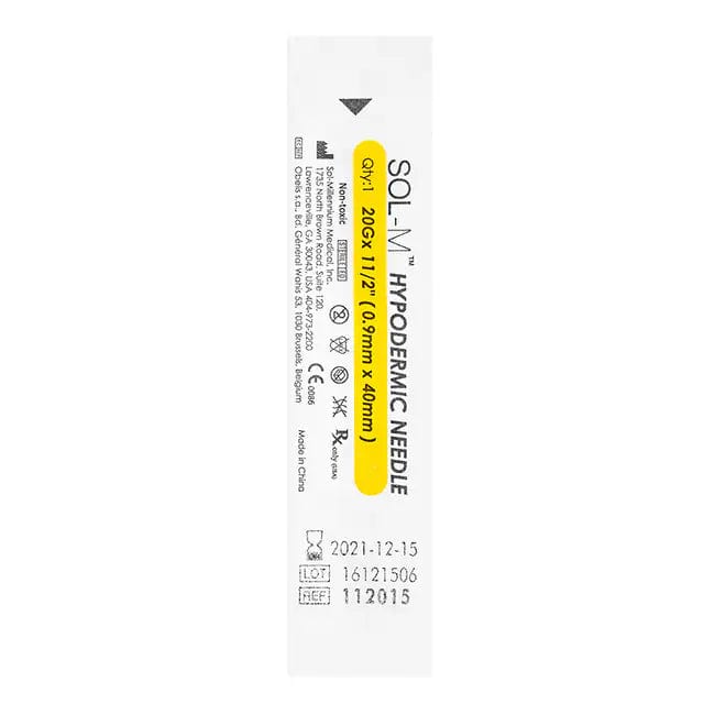 Sol-Millennium Hypodermic Needles Sol-M Hypodermic Needle 20G 38mm