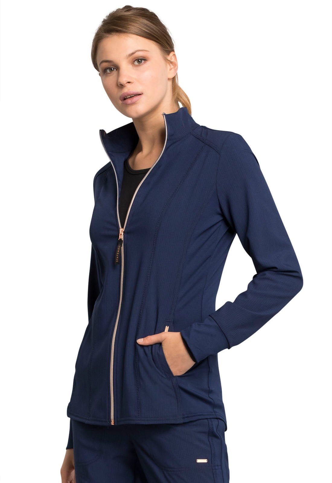 Statement By Cherokee Scrub Jacket Navy / XXS Statement by Cherokee Scrubs Zip Front Jacket