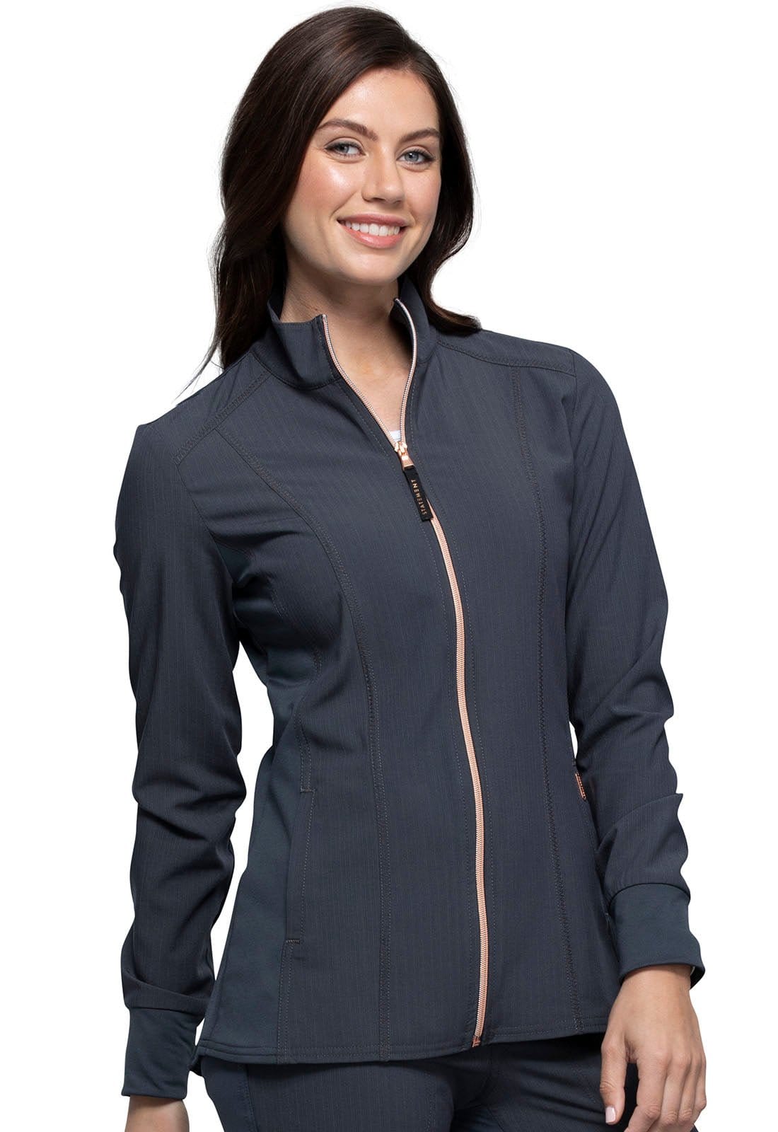 Statement By Cherokee Scrub Jacket Pewter / XXS Statement by Cherokee Scrubs Zip Front Jacket