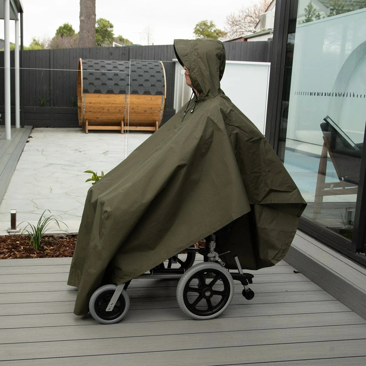 Staydry Wheelchair Poncho - Khaki Green