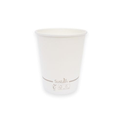 Sustain Disposable Food Packaging Carton of 1000 Sustain Hot Cup Single Wall Paper/BioPBS White 8oz