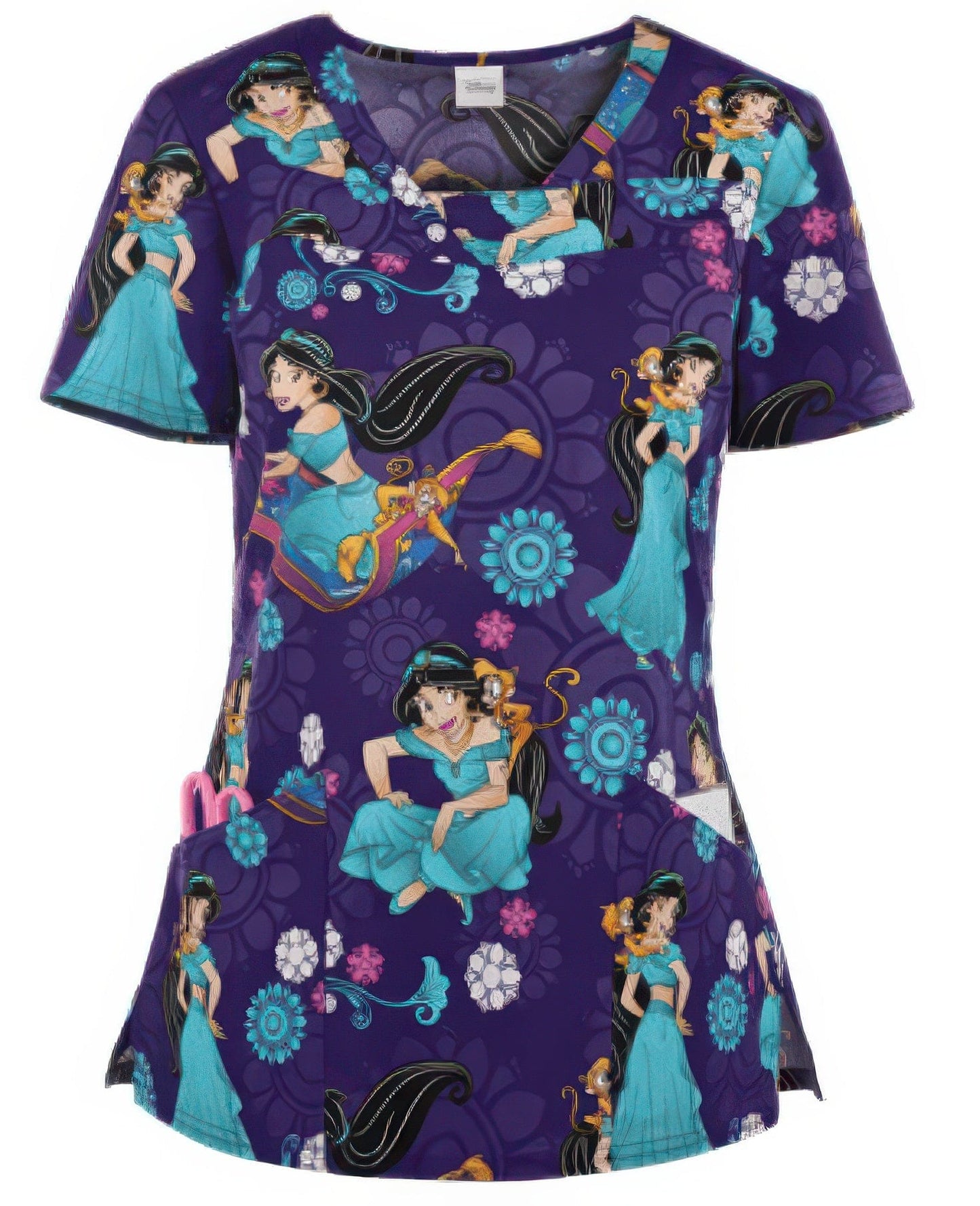 Cherokee L Tooniforms TF641 Jasmine and Abu Scrubs Top Tooniforms - Disney Classic