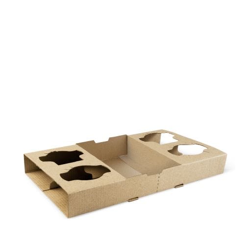 Detpak Dining & Takeaway Tray Drink 4 Cup Brown Board 100 per carton