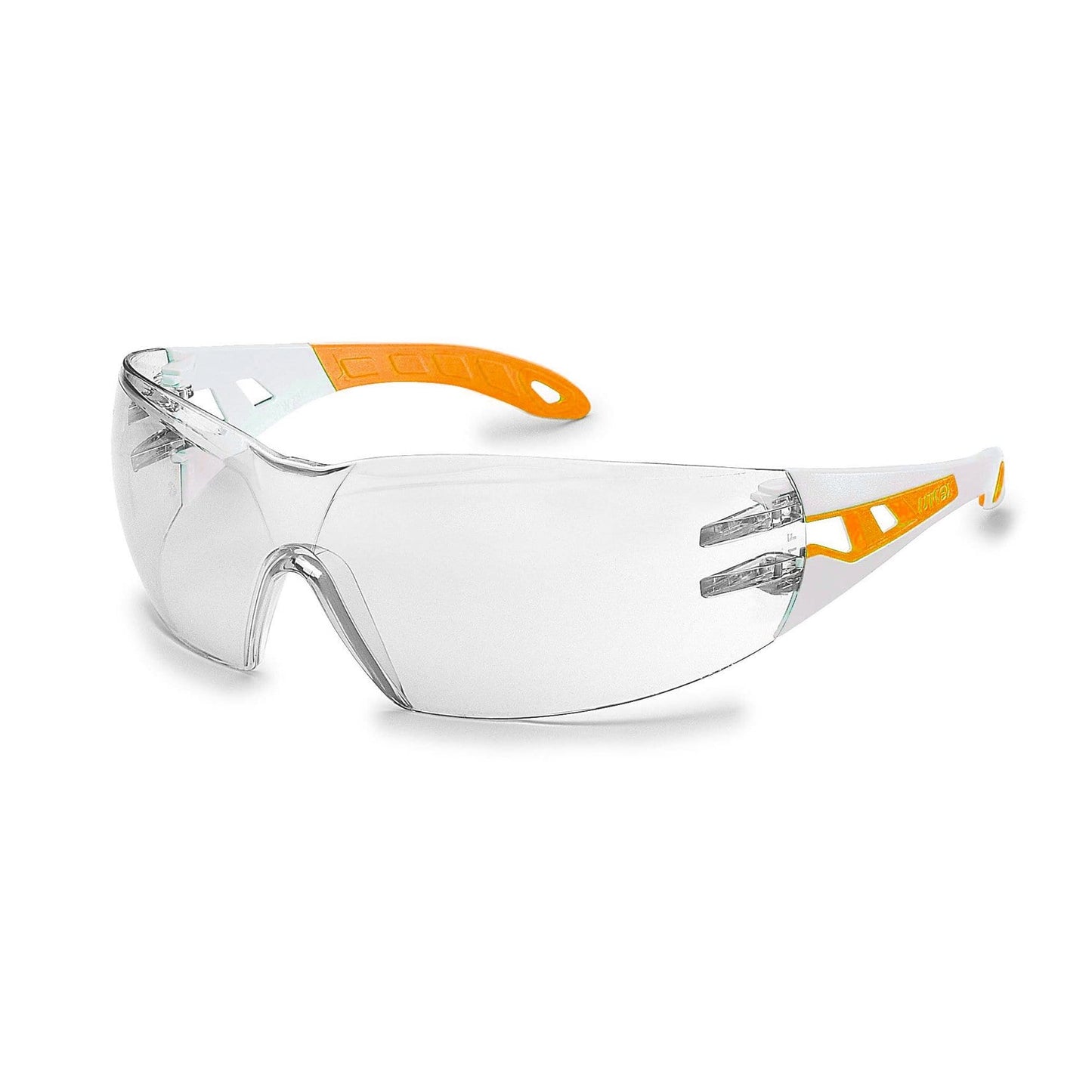 UVEX Safety Glasses Grey / 23% / White/Orange Arms / SV Excellence UVEX Pheos With Guard Eye Protection Spectacles
