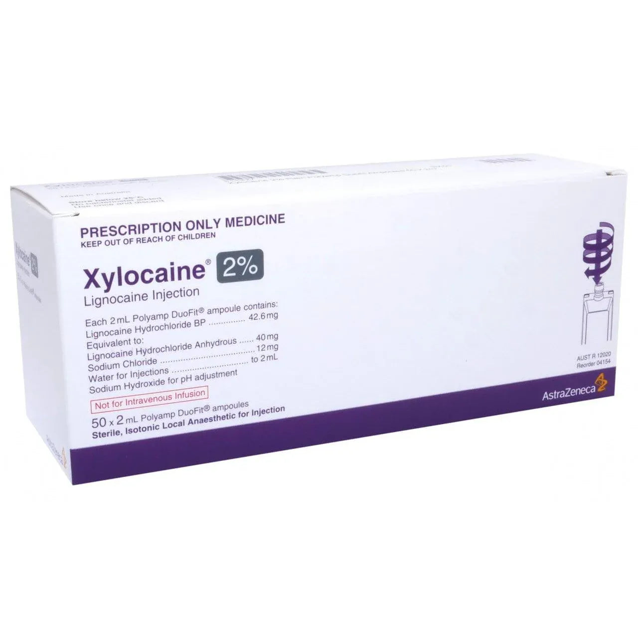 Xylocaine Pln 2% 50x 5ml Poly (Lignocaine 2% Amp)