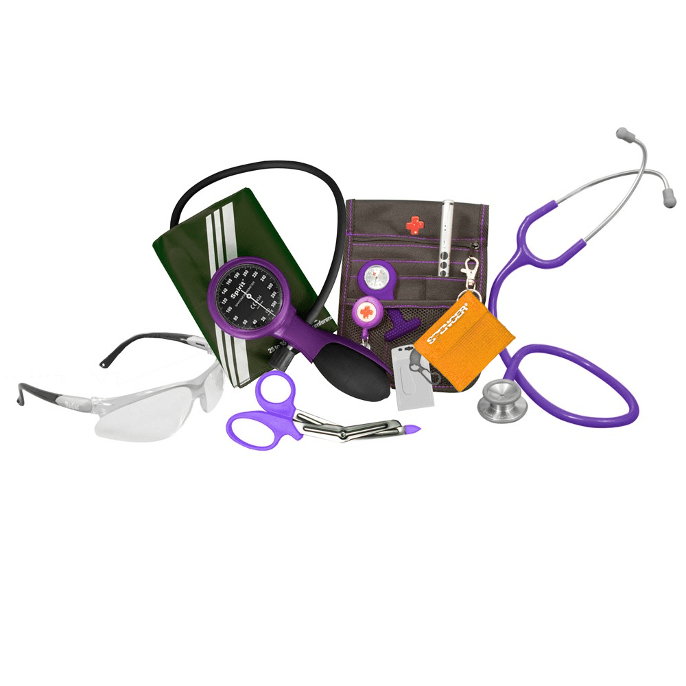 ACU Student Paramedic Kit 3 Purple Spirit Stethoscope Palm Style Sphyg