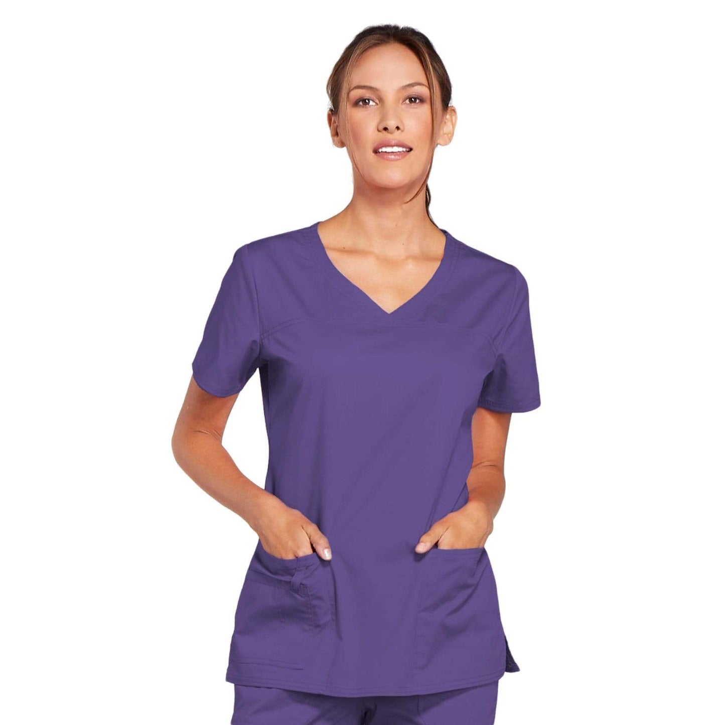 Cherokee Scrubs Top 2XL Cherokee Core Stretch 4727 Scrubs Top Womens V-Neck Grape