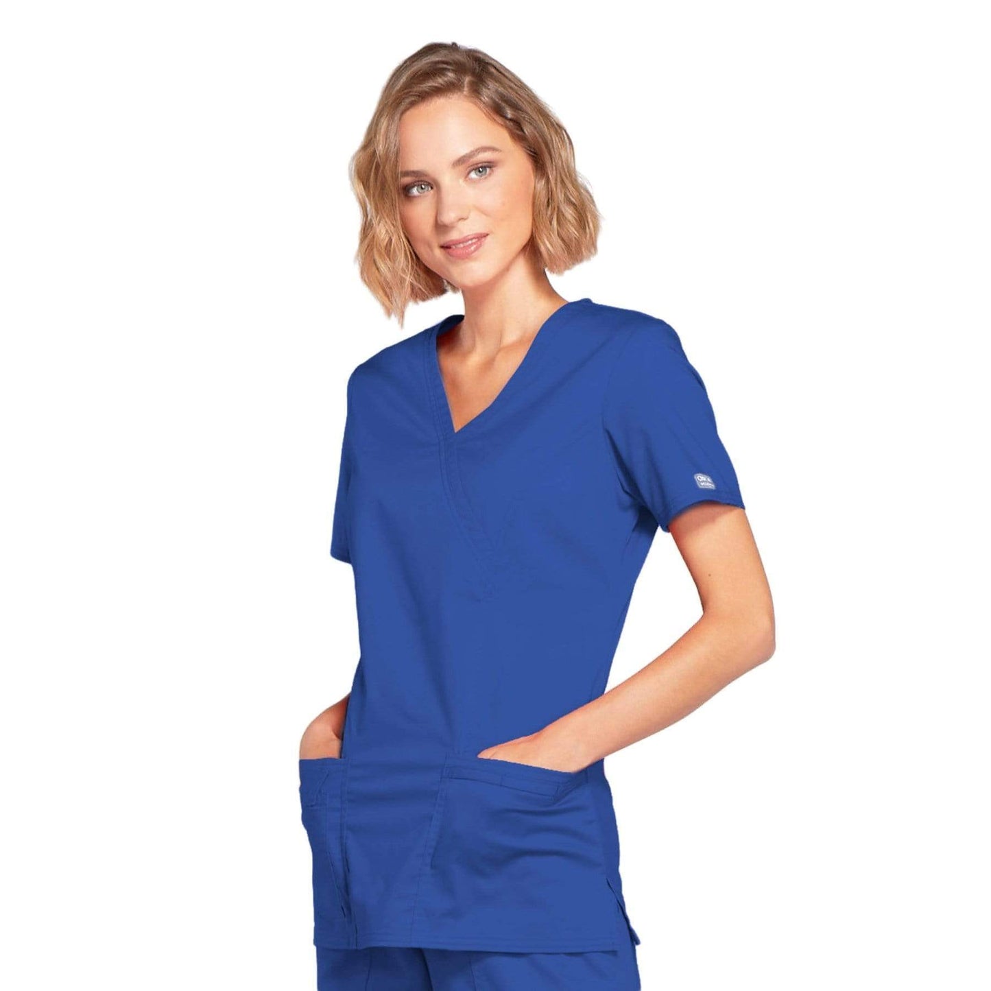 Cherokee Scrubs Top Cherokee Core Stretch 4728 Scrubs Top Womens Mock Wrap Galaxy Blue
