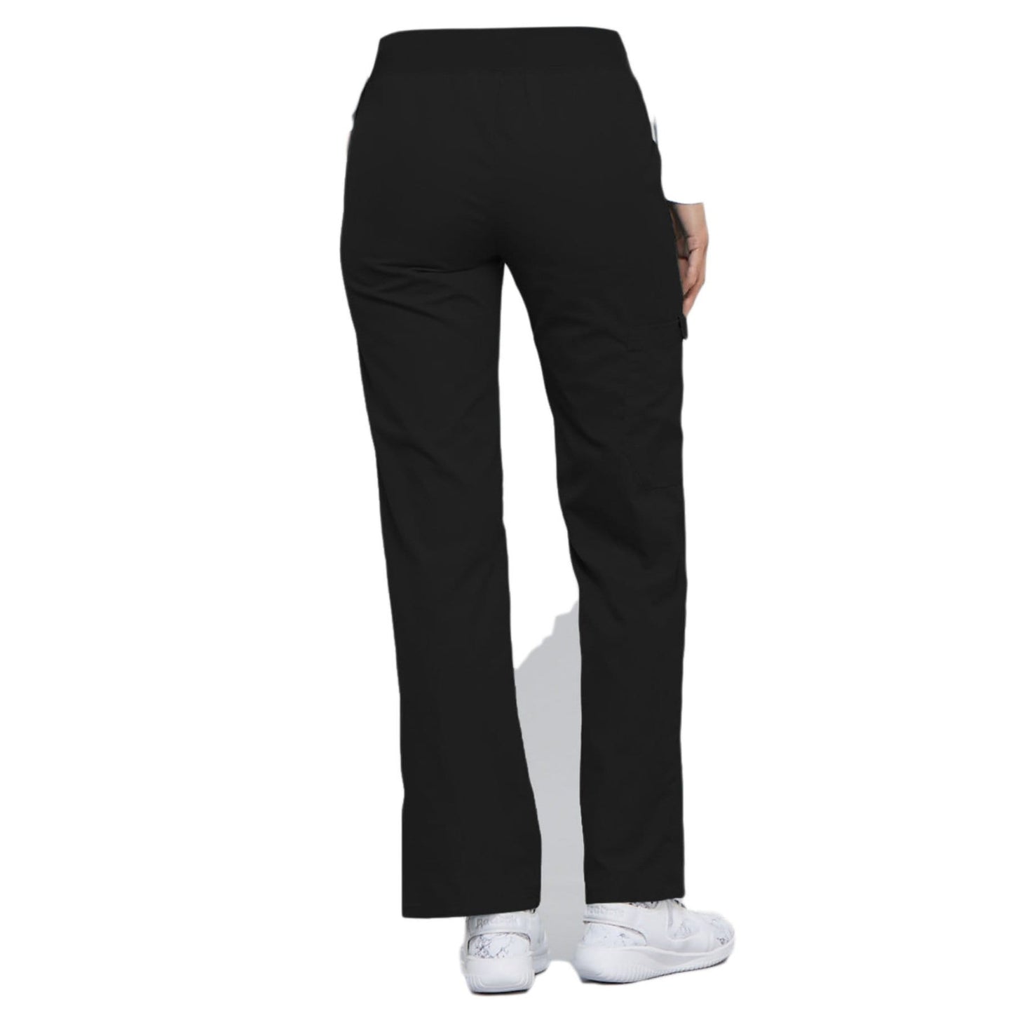 Cherokee Scrubs Pants Cherokee Flexibles 2085 Scrubs Pants Womens Mid Rise Knit Waist Pull-On Black