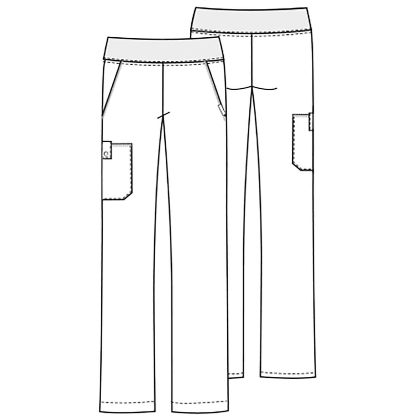 Cherokee Scrubs Pants Cherokee Flexibles 2085 Scrubs Pants Womens Mid Rise Knit Waist Pull-On Black