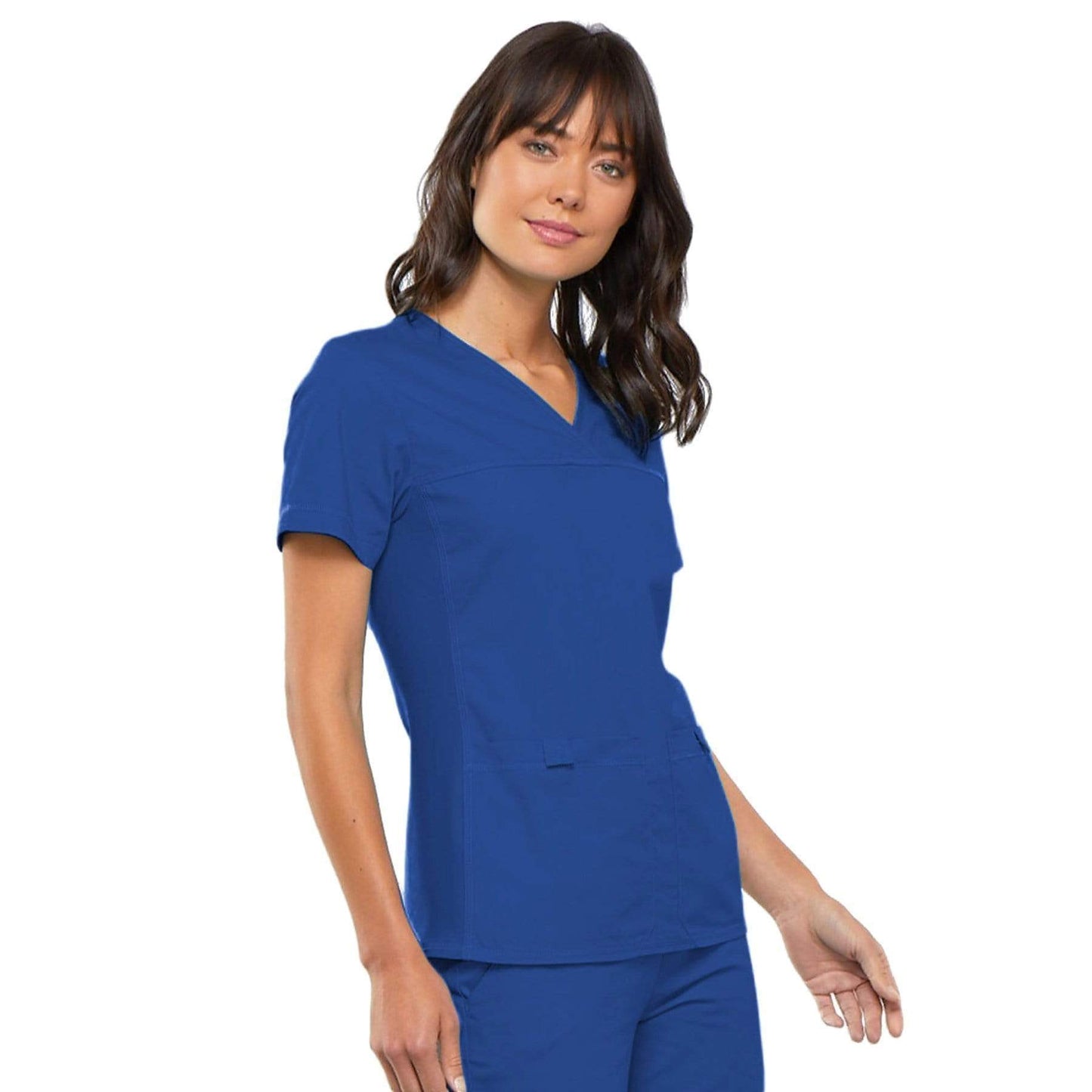 Cherokee Scrubs Top Cherokee Flexibles 2968 Scrubs Top Womens V-Neck Knit Panel Royal