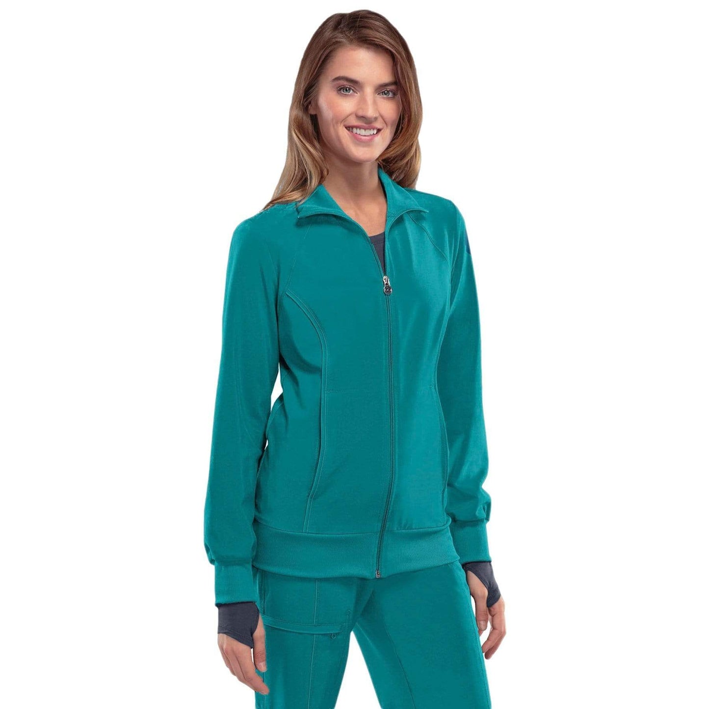 Cherokee Scrubs Jacket Cherokee Infinity 2391A Scrubs Jacket Womens Zip Front Warm-Up Teal Blue