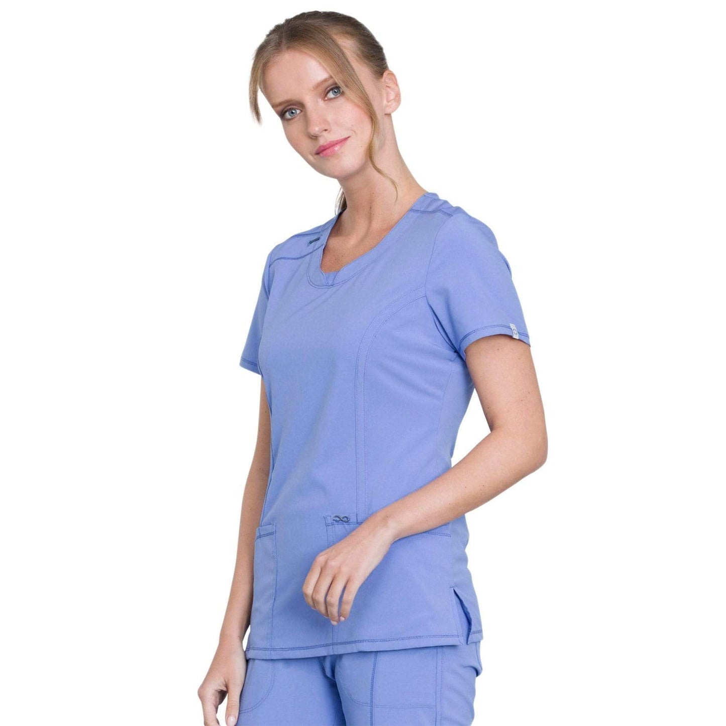 Cherokee Scrubs Top Cherokee Infinity 2624A Scrubs Top Womens Round Neck Ceil Blue