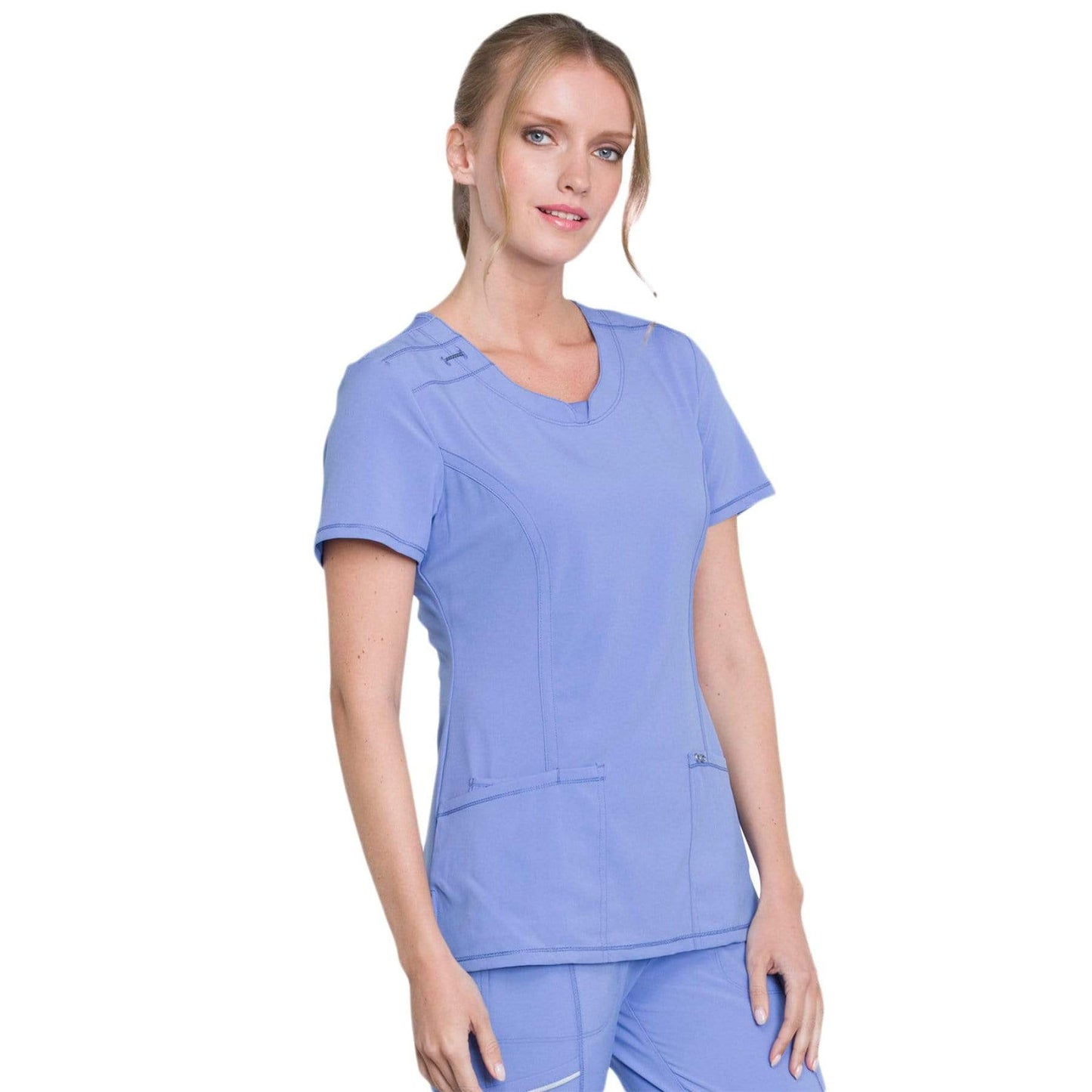 Cherokee Scrubs Top Cherokee Infinity 2624A Scrubs Top Womens Round Neck Ceil Blue