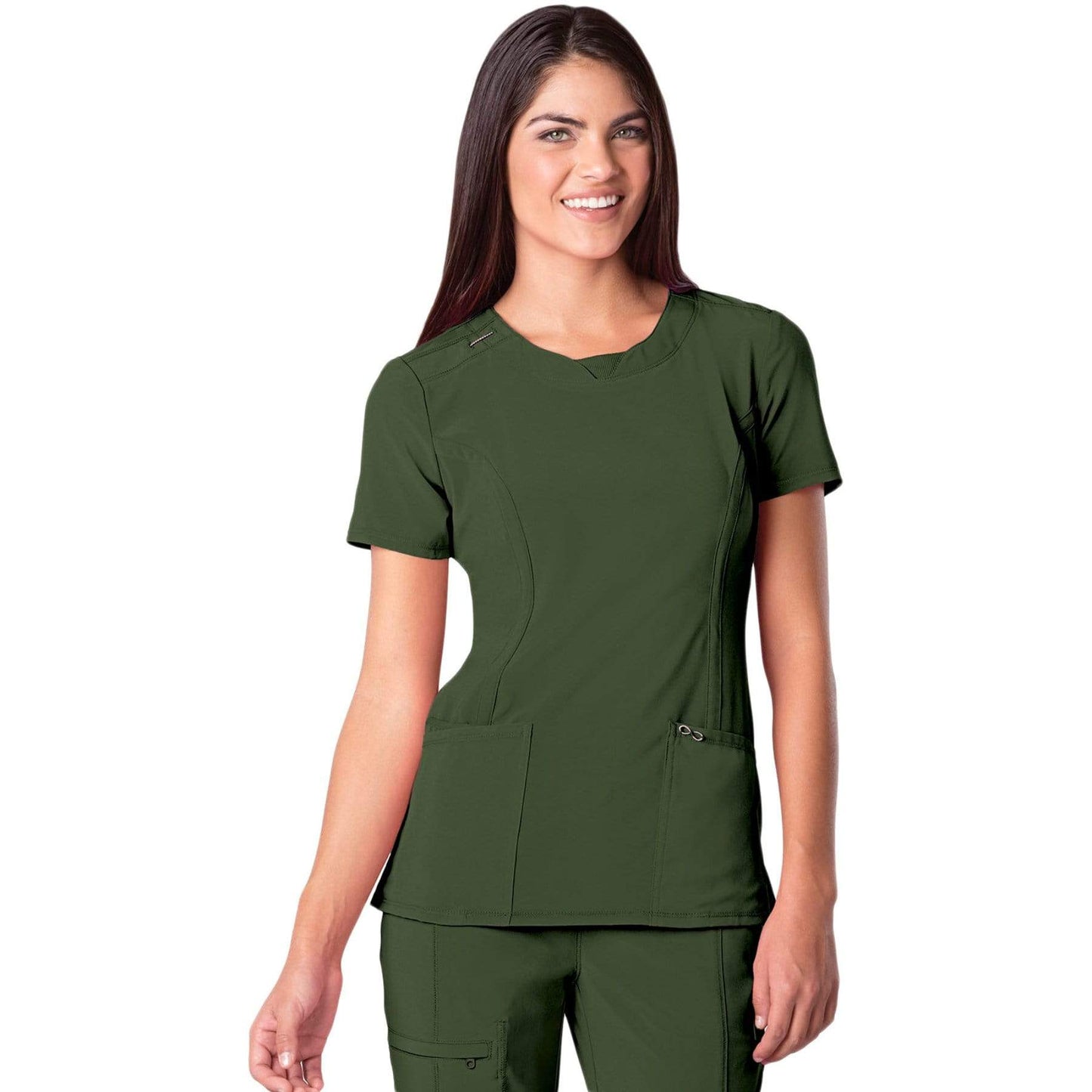 Cherokee Scrubs Top Cherokee Infinity 2624A Scrubs Top Womens Round Neck Olive