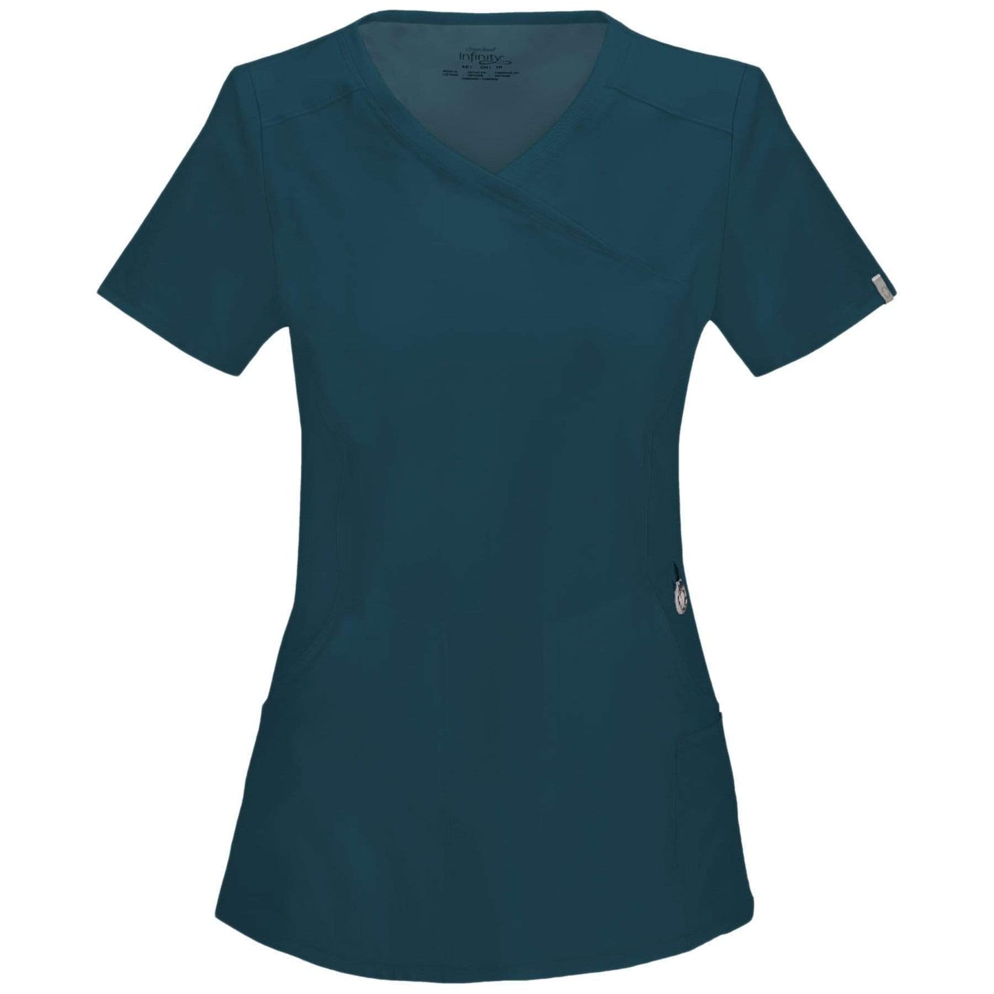 Cherokee Scrubs Top 2XL Cherokee Infinity 2625A Scrubs Top Womens Mock Wrap Caribbean Blue