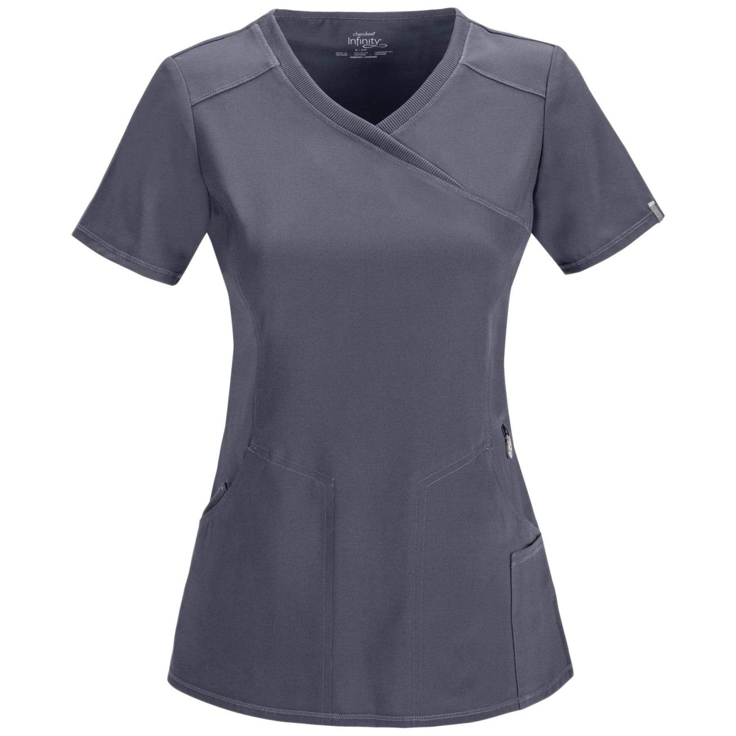 Cherokee Scrubs Top 2XL Cherokee Infinity 2625A Scrubs Top Womens Mock Wrap Pewter
