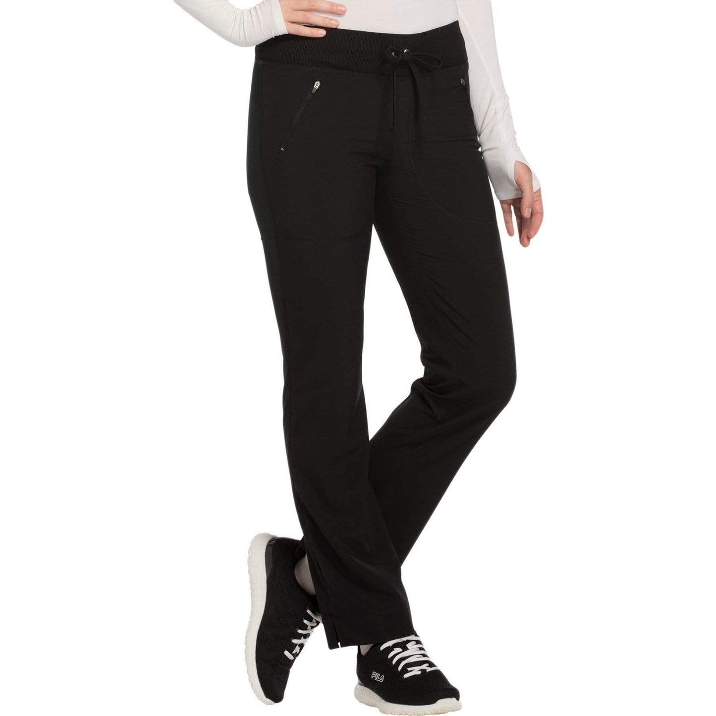 Cherokee Scrubs Pants 2XL / Regular Length Cherokee Infinity CK100A Scrubs Pants Womens Mid Rise Tapered Leg Drawstrings Black