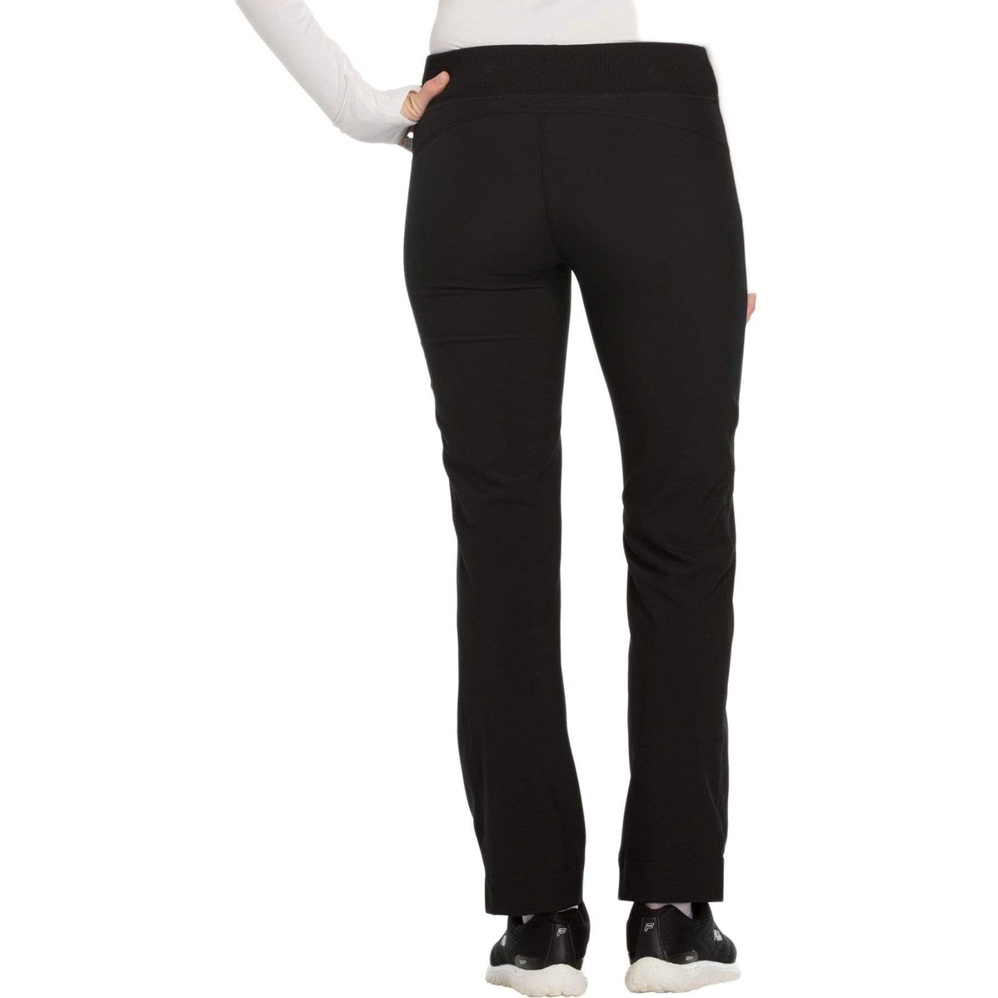 Cherokee Scrubs Pants Cherokee Infinity CK100A Scrubs Pants Womens Mid Rise Tapered Leg Drawstrings Black