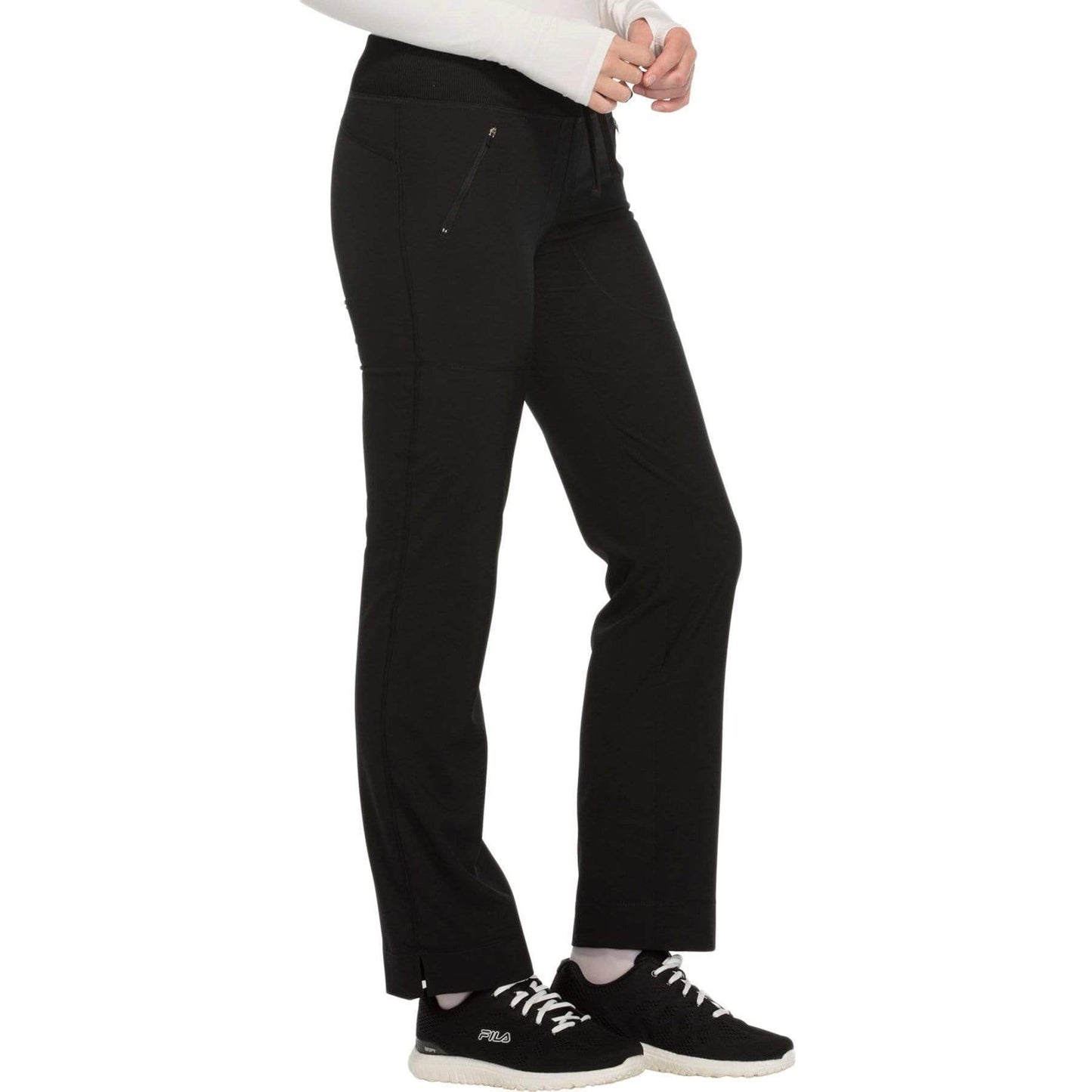 Cherokee Scrubs Pants Cherokee Infinity CK100A Scrubs Pants Womens Mid Rise Tapered Leg Drawstrings Black