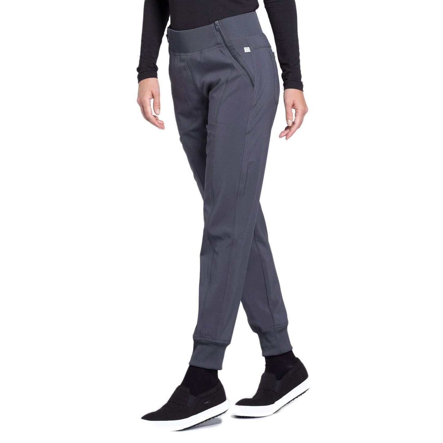 Cherokee Scrubs Pants Cherokee Infinity CK110A Scrubs Pants Womens Mid Rise Tapered Leg Jogger Pewter
