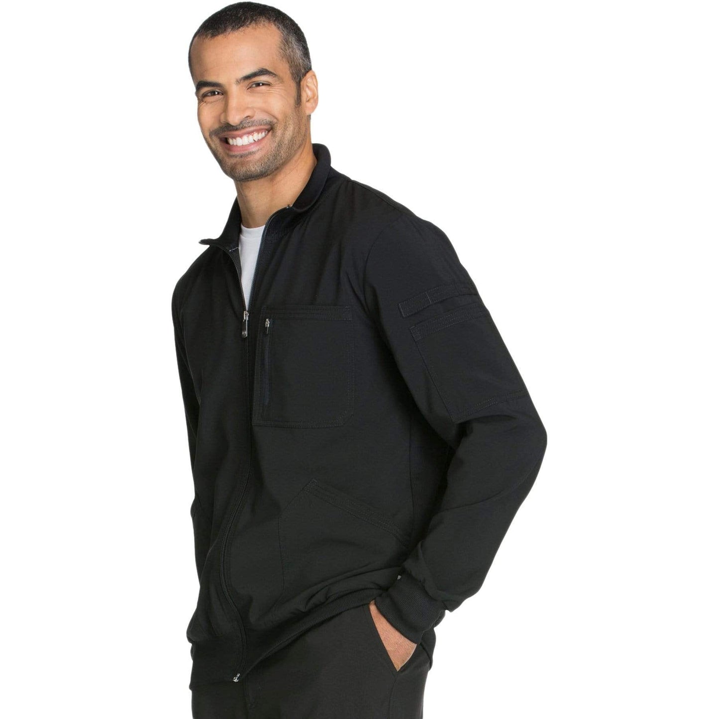 Cherokee Scrubs Jacket Cherokee Infinity CK305A Scrubs Jacket Mens Zip Front Black