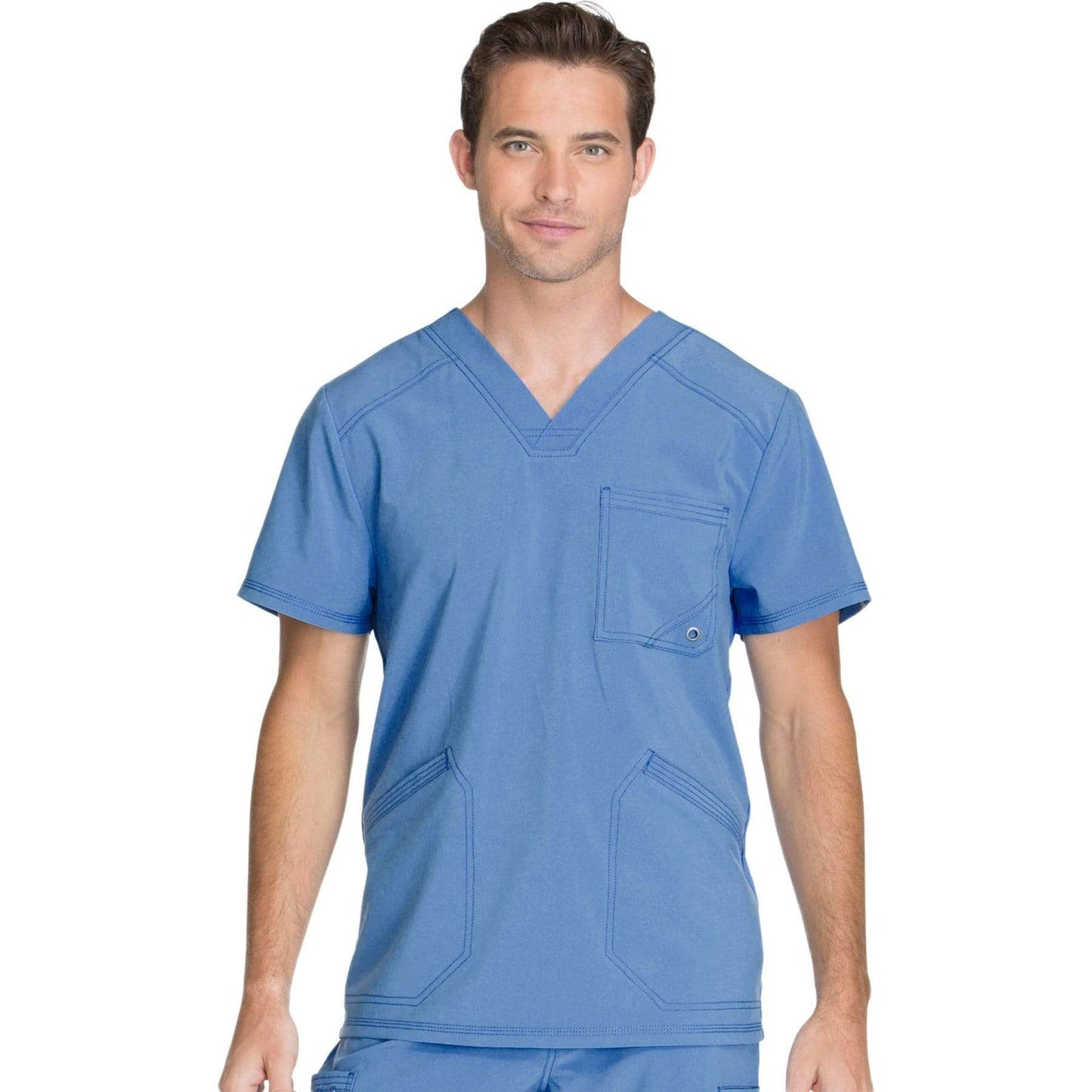 Cherokee Scrubs Top 2XL Cherokee Infinity CK900A Scrubs Top Mens V-Neck Ceil Blue