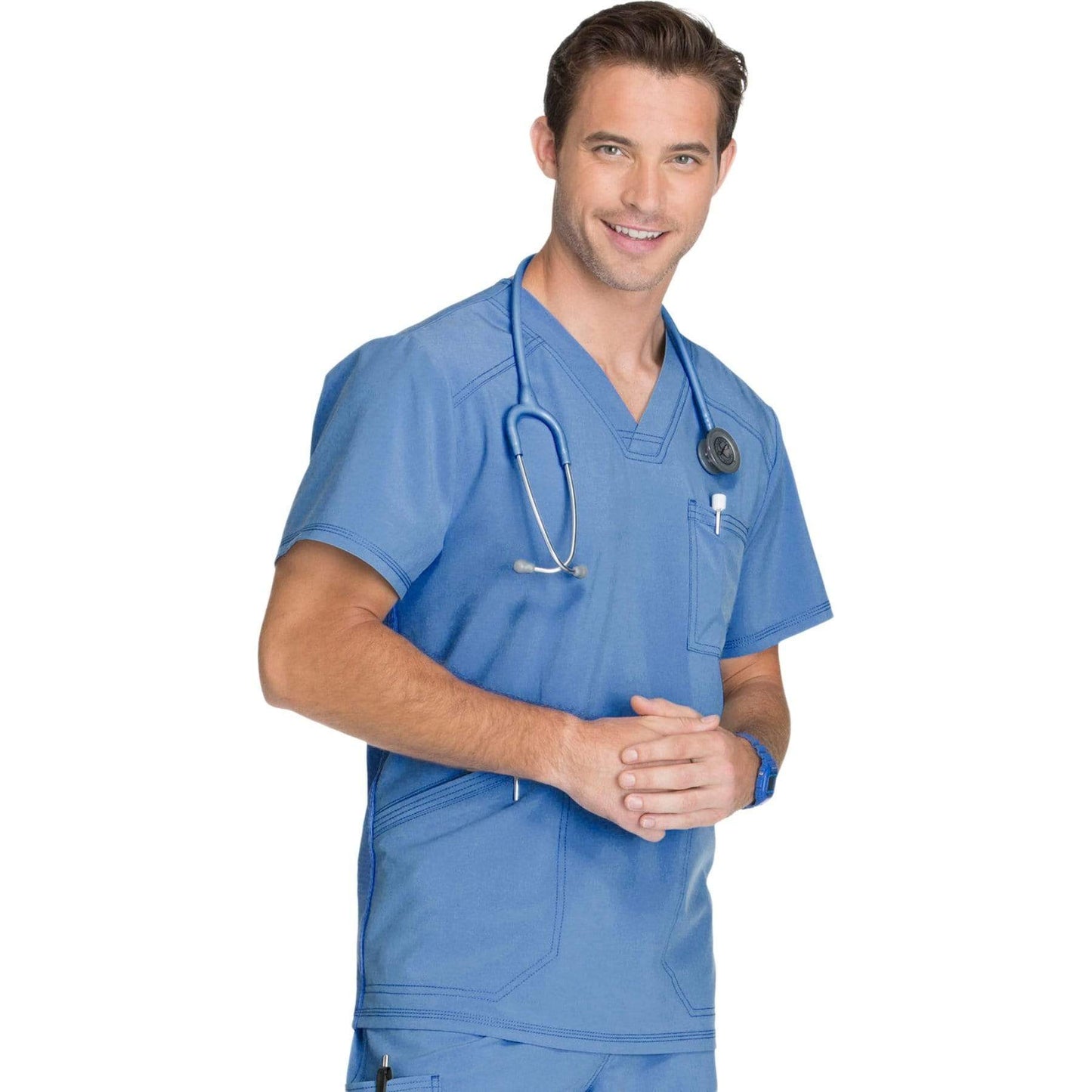 Cherokee Scrubs Top Cherokee Infinity CK900A Scrubs Top Mens V-Neck Ceil Blue