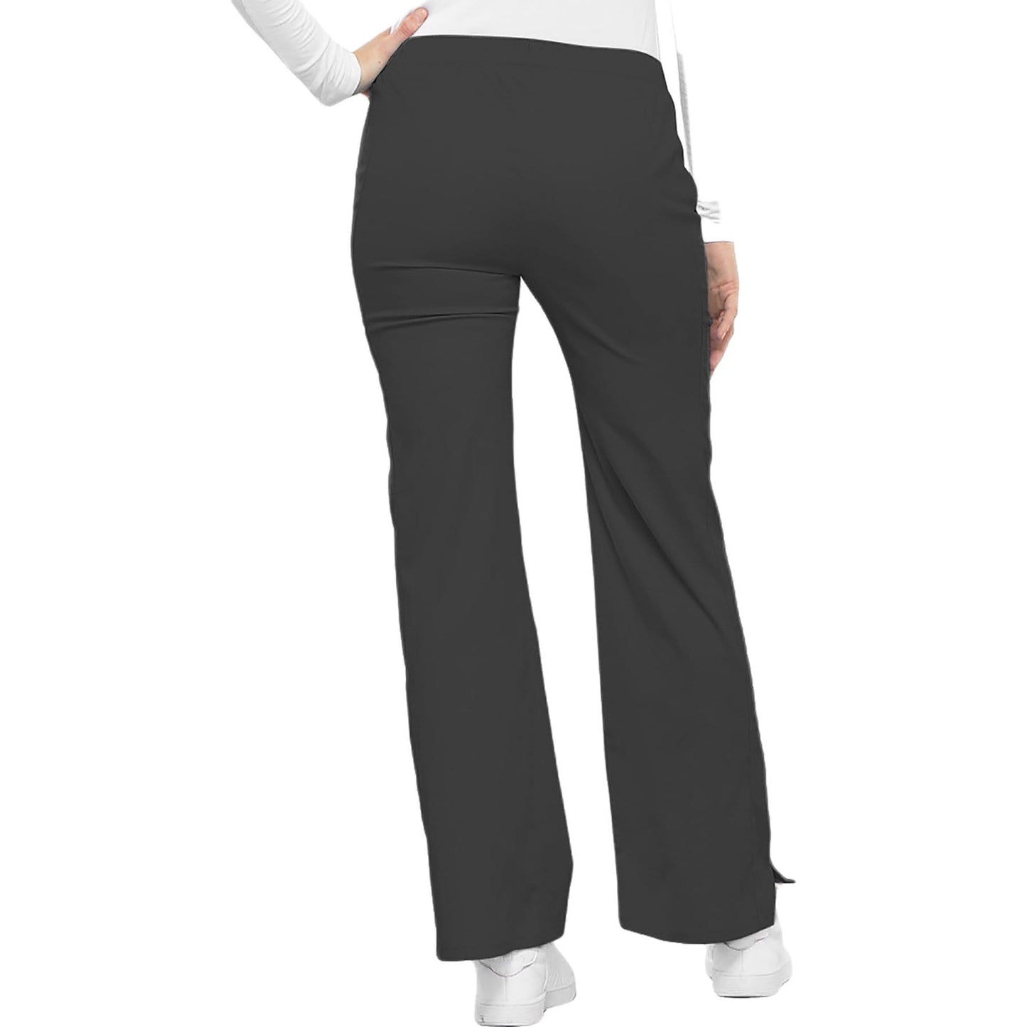 Cherokee Scrubs Pants Cherokee Luxe 21100 Scrubs Pants Womens Low Rise Flare Leg Drawstring Cargo Pewter