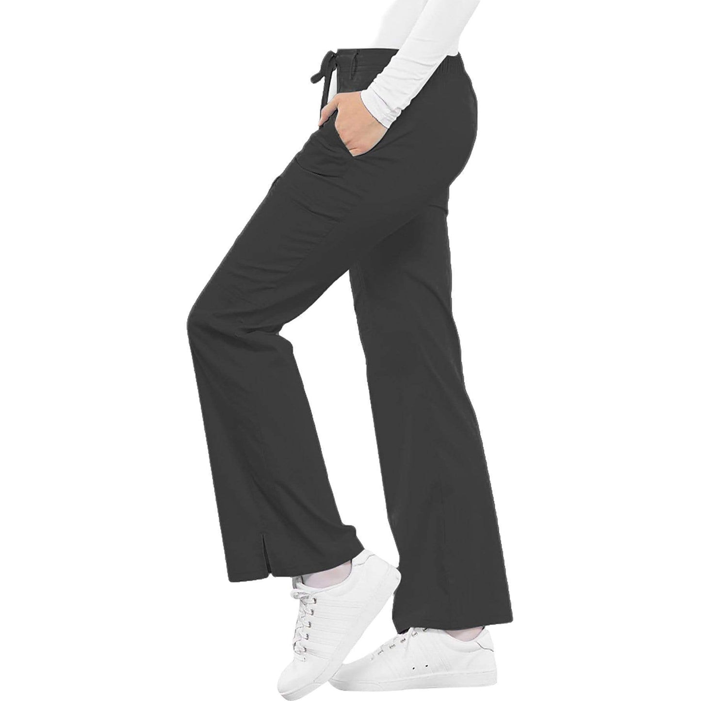 Cherokee Scrubs Pants 3XL / Regular Length Cherokee Luxe 21100 Scrubs Pants Womens Low Rise Flare Leg Drawstring Cargo Pewter