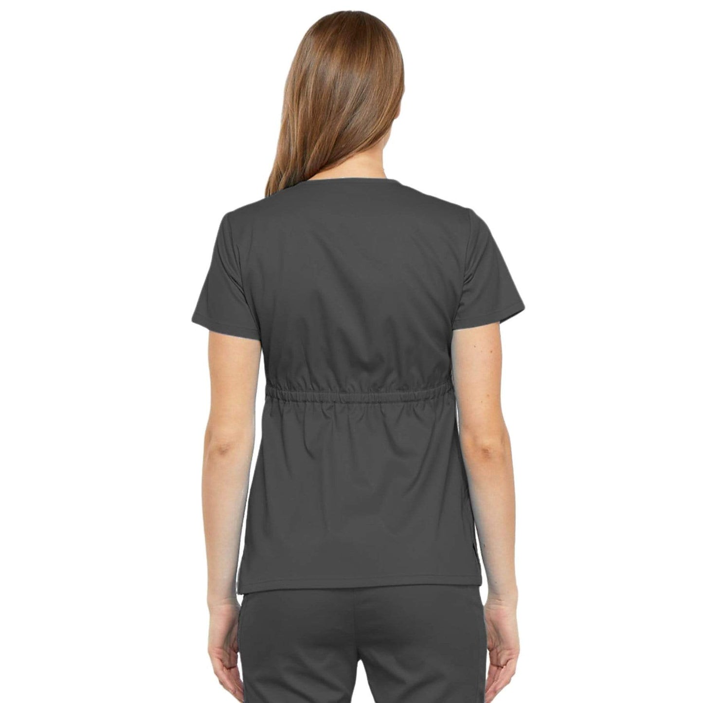 Cherokee Scrubs Top Cherokee Luxe 21701 Scrubs Top Womens Empire Waist Mock Wrap Pewter