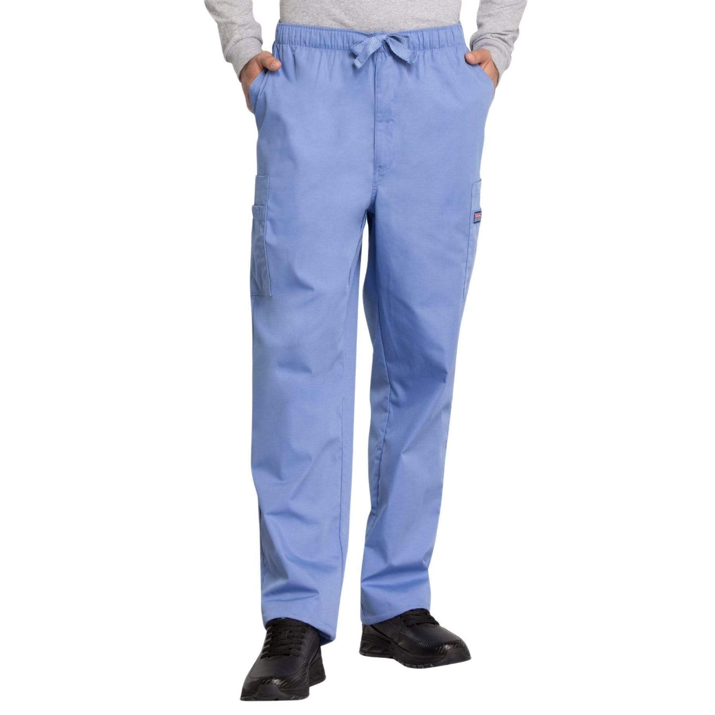Cherokee Scrubs Pants 2XL / Regular Length Cherokee Workwear 4000 Scrubs Pants Mens Drawstring Cargo Ceil Blue