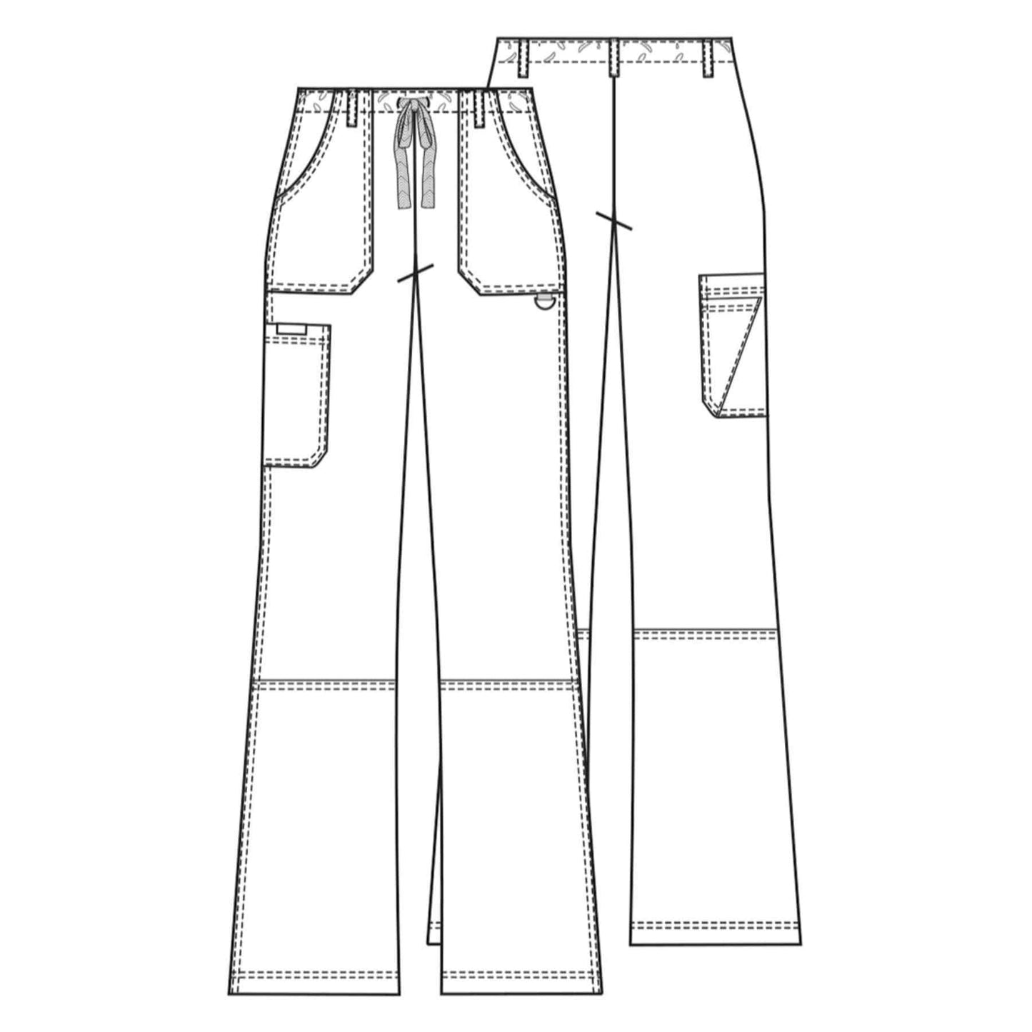 Cherokee Scrubs Pants Cherokee Workwear 4020 Scrubs Pants Womens Low Rise Drawstring Cargo Pewter