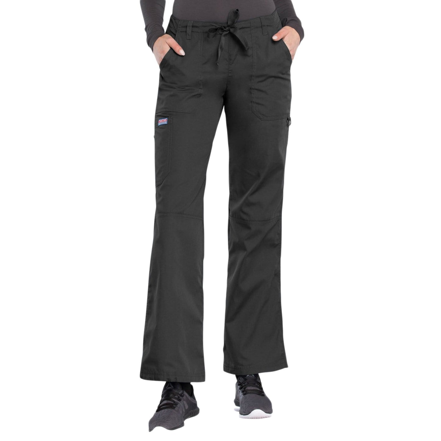Cherokee Scrubs Pants Cherokee Workwear 4020 Scrubs Pants Womens Low Rise Drawstring Cargo Pewter
