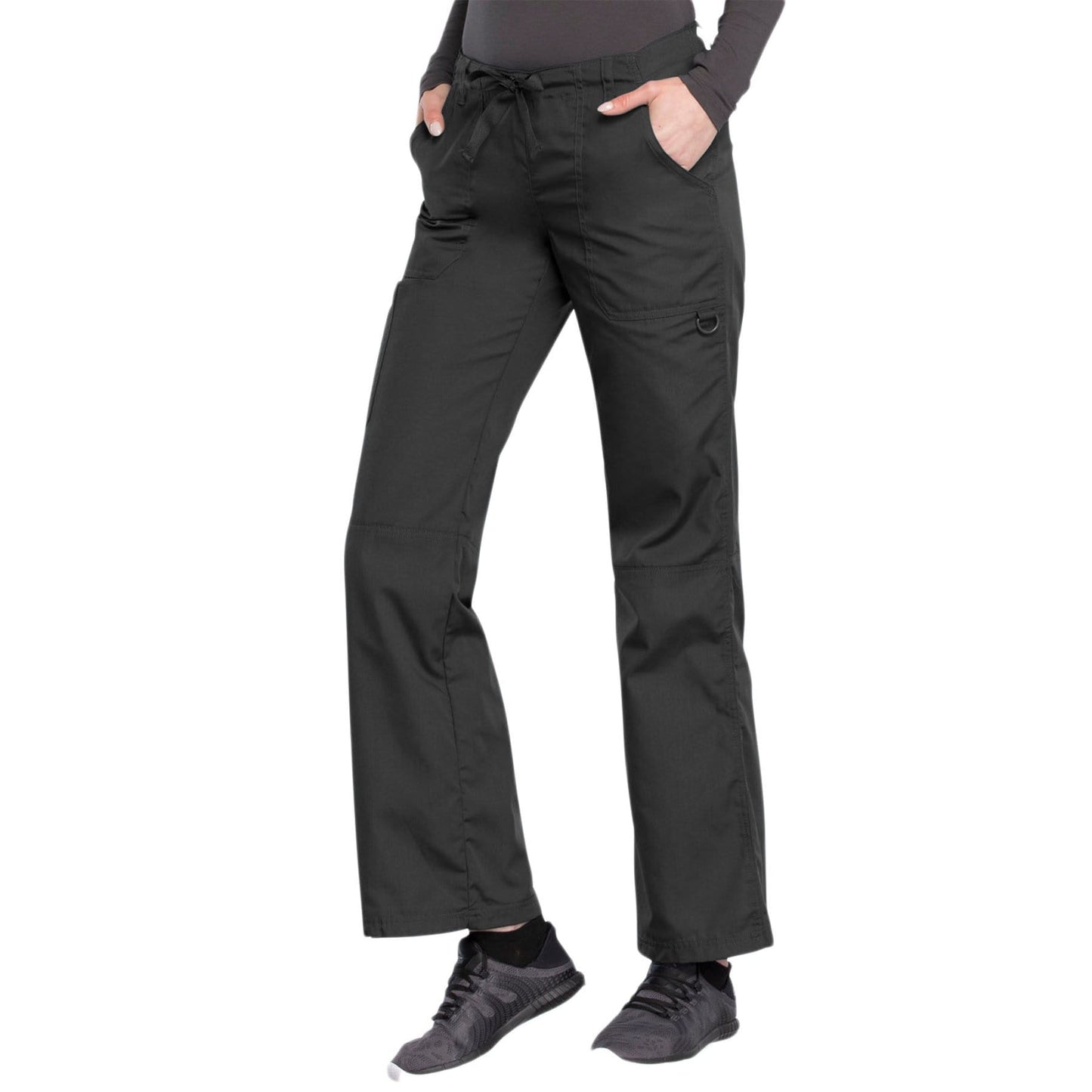 Cherokee Scrubs Pants Cherokee Workwear 4020 Scrubs Pants Womens Low Rise Drawstring Cargo Pewter