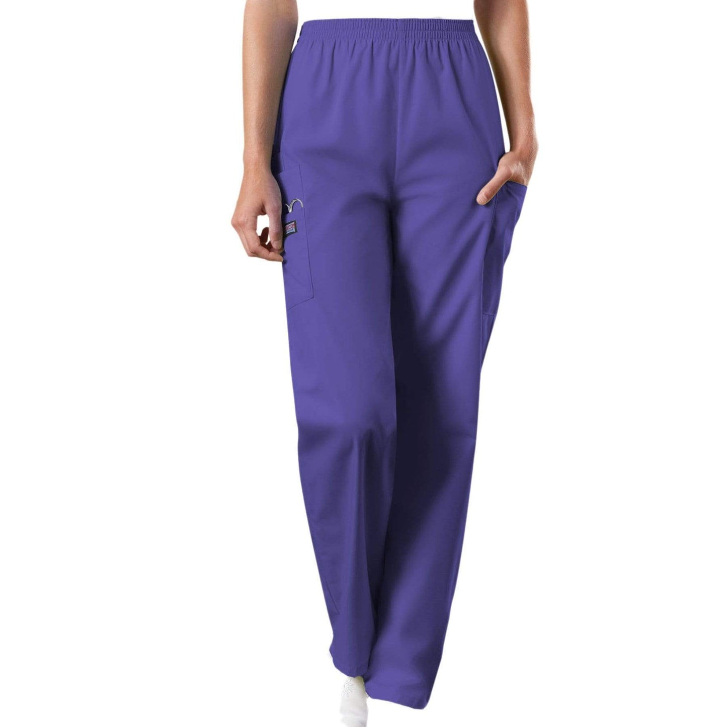 Cherokee Scrubs Pants Cherokee Workwear 4200 Scrubs Pants Womens Natural Rise Tapered Pull-On Cargo Grape