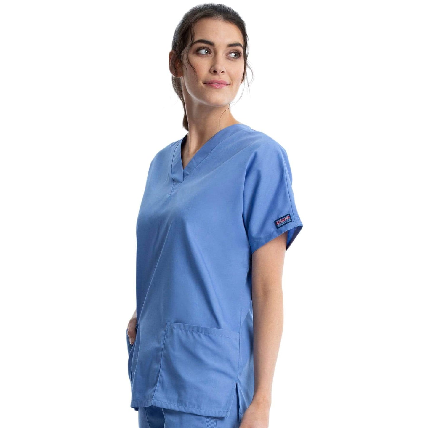 Cherokee Scrubs Top Cherokee Workwear 4700 Scrubs Top Womens V-Neck Ceil Blue