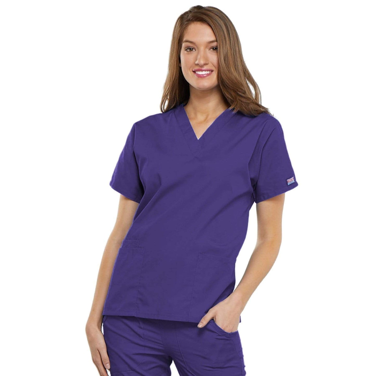 Cherokee Scrubs Top 2XL Cherokee Workwear 4700 Scrubs Top Womens V-Neck Grape
