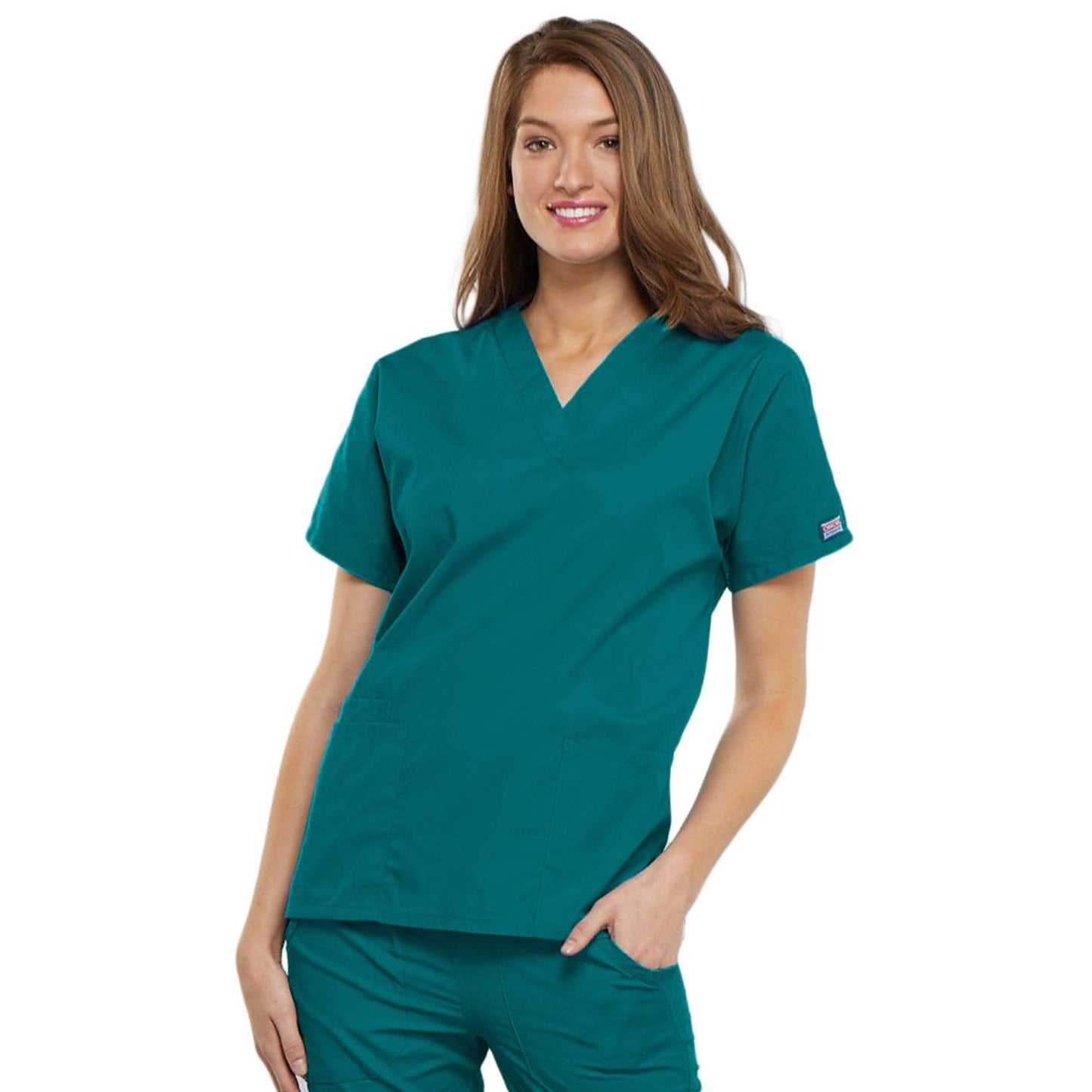 Cherokee Scrubs Top Cherokee Workwear 4700 Scrubs Top Womens V-Neck Teal Blue