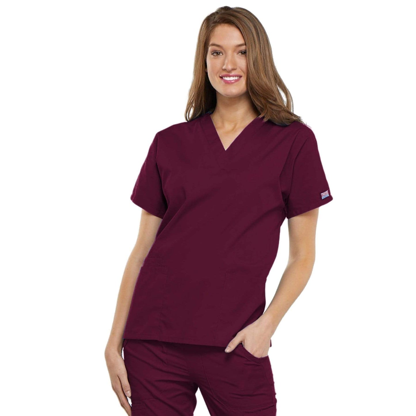 Cherokee Scrubs Top 2XL Cherokee Workwear 4700 Scrubs Top Womens V-Neck Wine